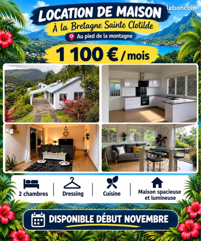 Maison 3 pièces 100 m² · à Saint-Denis · 100 m² · 1 100 €/mois