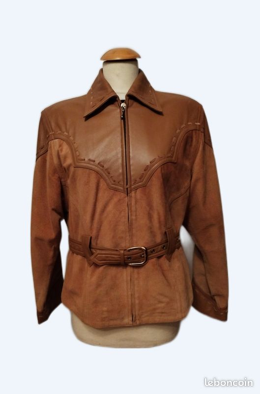 Veste croûte de cuir mayor de pixel femme taille 40 42 marron