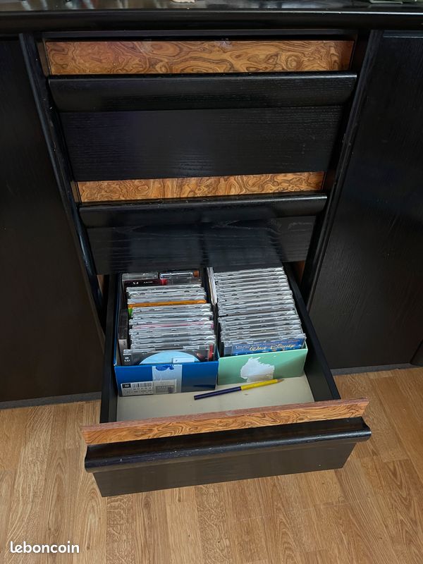 Très grand Buffet noir en véritable bois (image 6)