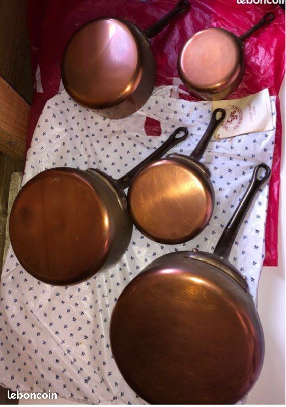 Magnifique lot de 5 Casseroles étamées - Aluminium, Cuivre, - Catawiki