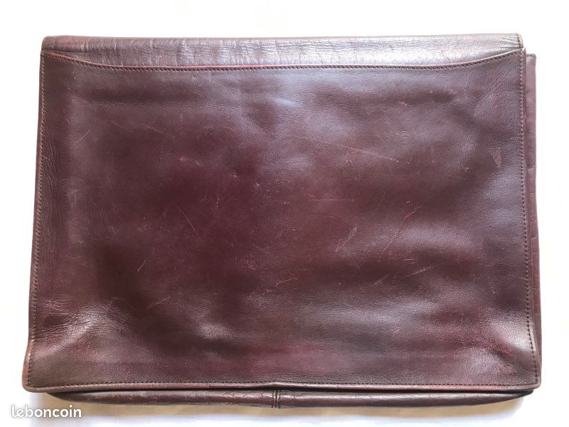 Serviette porte-documents cuir Bordeaux vintage (image 2)