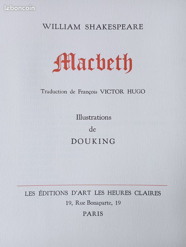 390 - LOT DE 6 VOLUMES DE WILLIAM SHAKESPEARE (Les Tragédies) COMPLET (image 3)