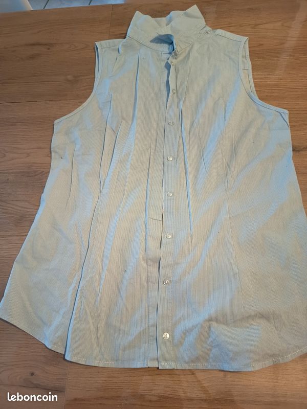 Chemise Sans Manches Rayée Multicolore Femme - Taille L, Mélange Coton, Occasion Très Bon État