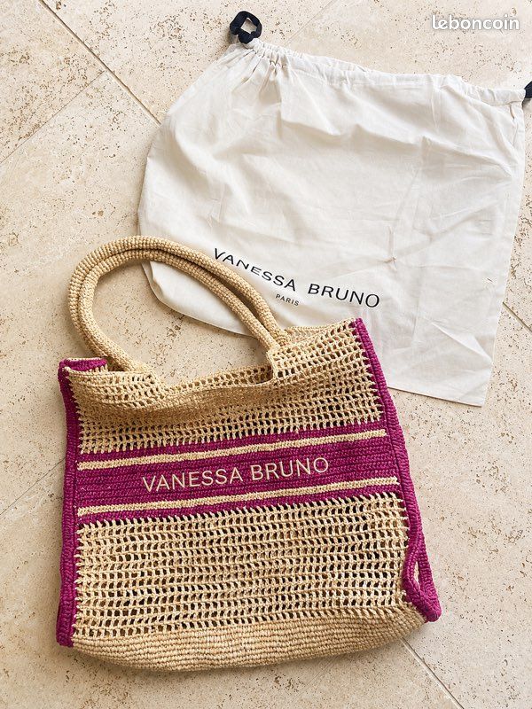 Sac Vanessa Bruno raphia beige et rose neuf (image 1)