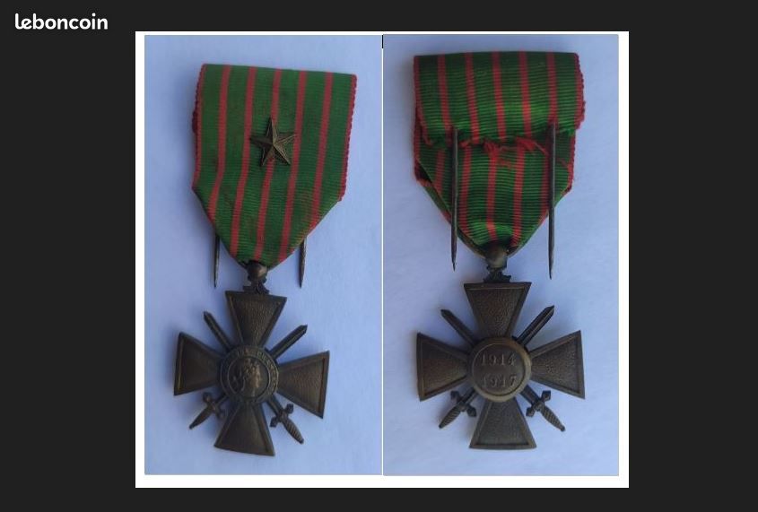 TROISIÈME RÉPUBLIQUE Croix de guerre, 1914-1918 fme_470172 Médailles