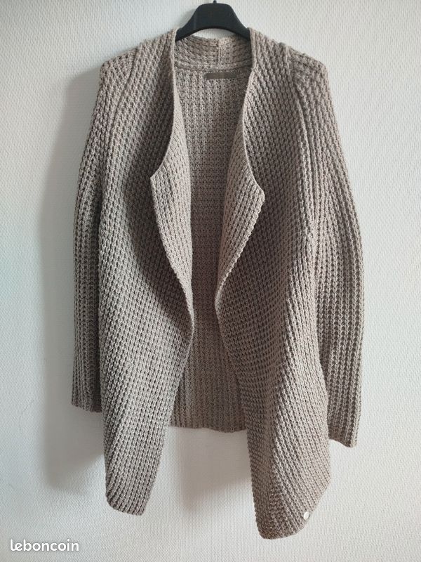 Gilet long laine beige (image 1)
