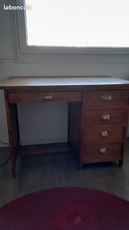 Bureau annee 60 en bois clair (image 1)