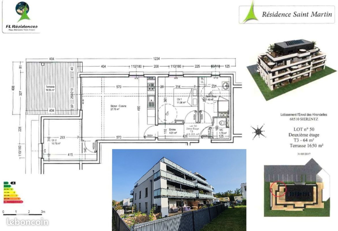 Appartement 3 pièces 64 m² · à Sierentz · 64 m² · 890 €/mois