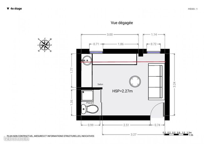 Appartement a louer paris-7e-arrondissement - 1 pièce(s) - 14 m2 - Surfyn