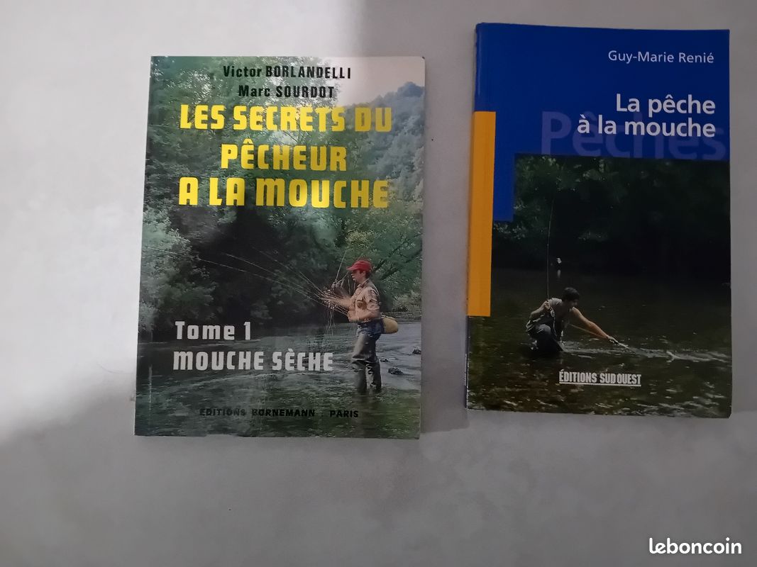 Lot 6 livres anciens pêche lancer rivière mouche Larousse