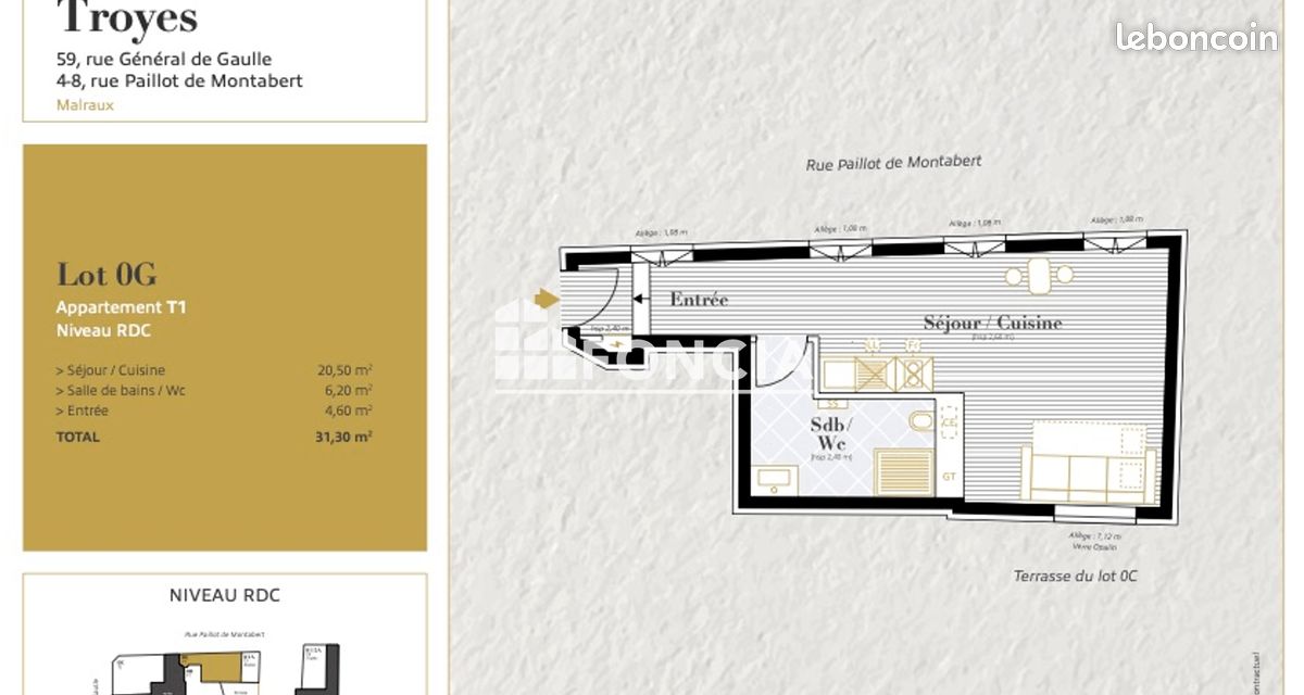 Appartement 1 pièce 31 m² · à Troyes · 31 m² · 450 €