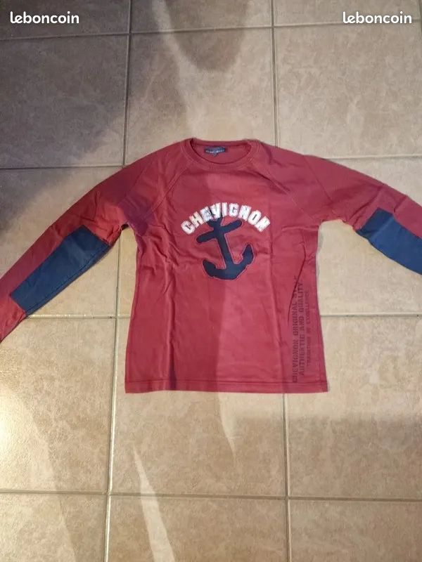 Tee shirt manches longues chevignon bordeaux 12 ans (image 1)