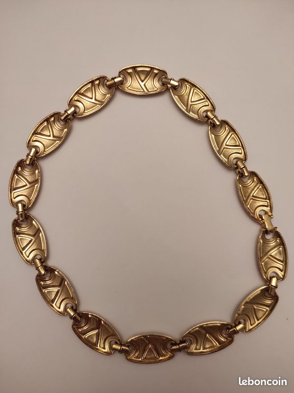 Collier vintage des années 80, grosse spécialité, gros maillons en X, 17 pouces - France