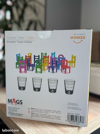 Bambelaa! Jeu à Boire Drunken Tower – Tour De Verres Et Blocs En Bois – Pour 2 à 4 Joueurs – Fête Entre Amis – Version Anglaise
