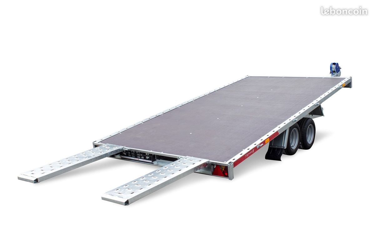 Remorque type Plateau porte voiture pro basculant 2 essieux 4.00 et 4.50m (image 2)