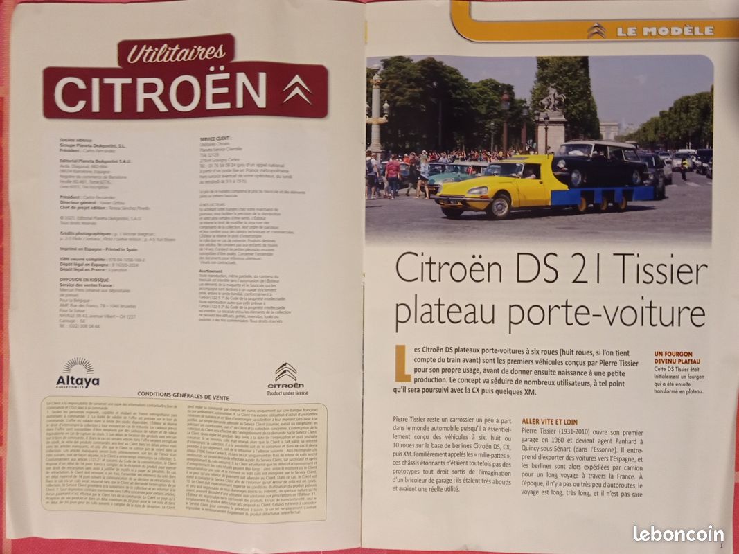 Miniature Citroën DS 21 Tissier Porte-voiture 1973 1/43 - IXO Altaya, Neuve Avec Fascicule