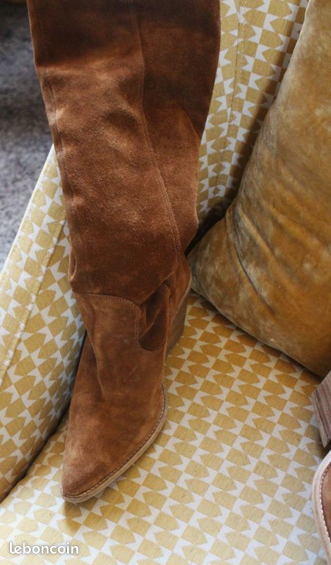 Paire de bottes hautes cuir camel Bronx 41 (image 8)