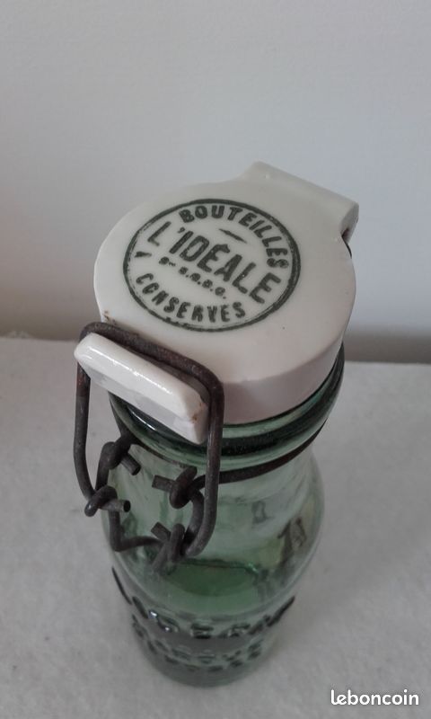 Bocal L'Idéale En Verre Vert 3/4 Litre - Ancienne Bouteille De Conservation