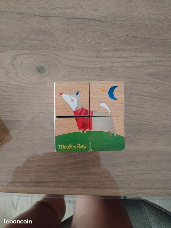 Lot 2 jeux Moulin Roty : cubes en bois et le loto des couleurs (image 2)