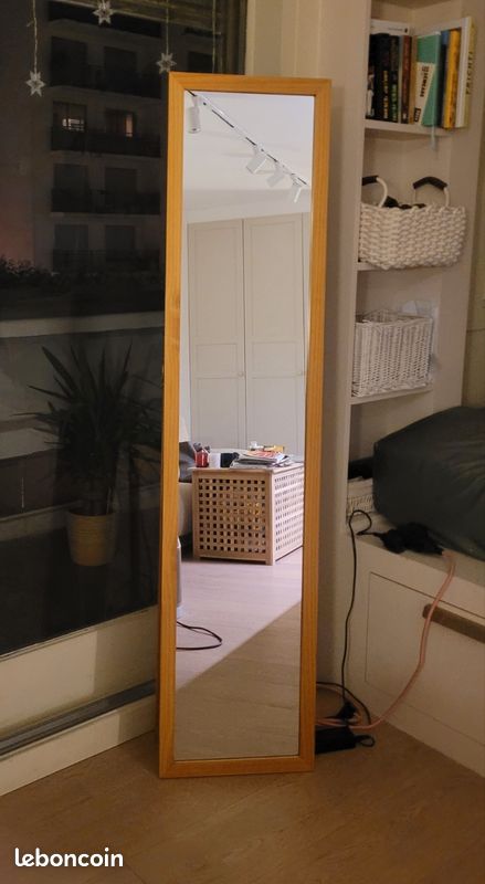 Miroir sur pied en bois nature 35x155 (image 3)