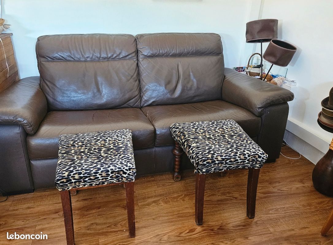 Tres beau canape cuir brun " poltrone e sofa " excellent etat (image 2)