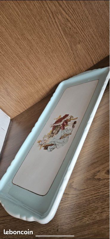 Coffret Plat à Cake Rectangulaire 36x16 Cm En Porcelaine - Présentoir Élégant Pour Gâteaux Et Desserts