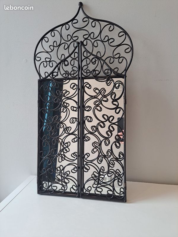Miroir fenêtre style oriental ferronnerie noir neuf (image 2)