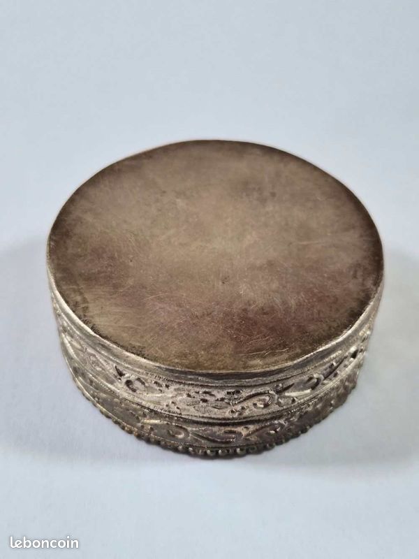 Ancien poudrier pilulier vintage art populaire chinois. Miroir intact (image 2)