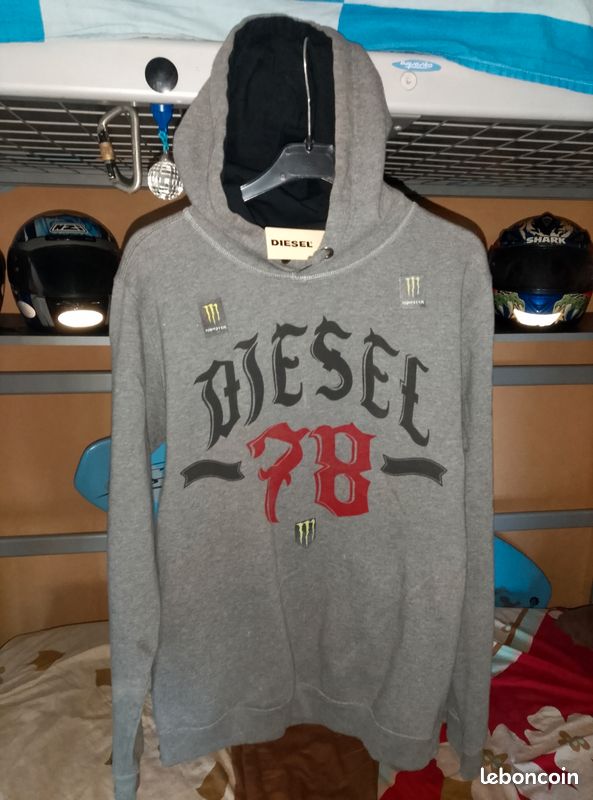 Sweat à Capuche Diesel Vintage Taille XL - Bleu - Très Bon état (TBE) - Occasion Parfaite