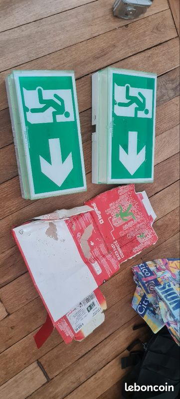 VENDU Indicateur sortie de secours 2 pièces BAES Pictogrammes universel Fixation murale Legrand Réf 625 25 Évacuation Issue NF Ampoules 45 lm 1h Performance Sati 230 V 50 / 60 Hz Panneaux lumineux (image 20)