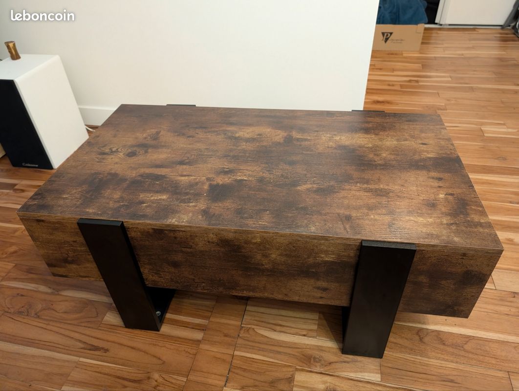 Table basse - 100Lx55lx40h - 2 tiroirs - ID market (image 1)