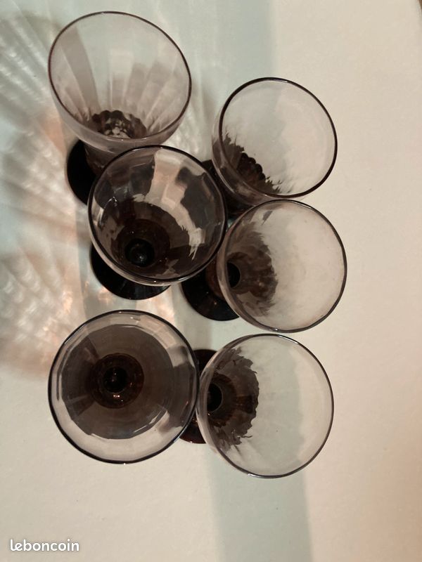 6 verres digestif rose, pied noir (image 6)