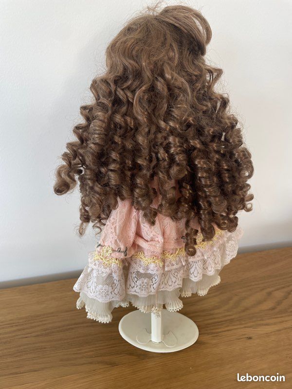 Ysyqkn Élégante Poupée Dame Miniature Porcelaine Céramique Modèle avec Robe et Cheveux pour Collection Décoration Maison Anniversaire Fille 40cm Adaptée à Ca, Rose