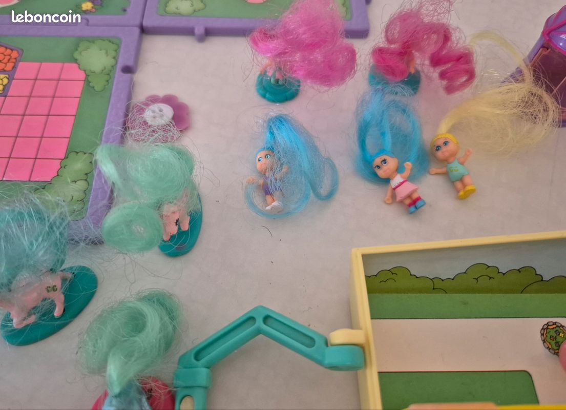 Set De Poupées Cutie Club Galoob 1989 - 2 Poupées à Tresses + Pergola - Vintage (Pas Polly Pocket)