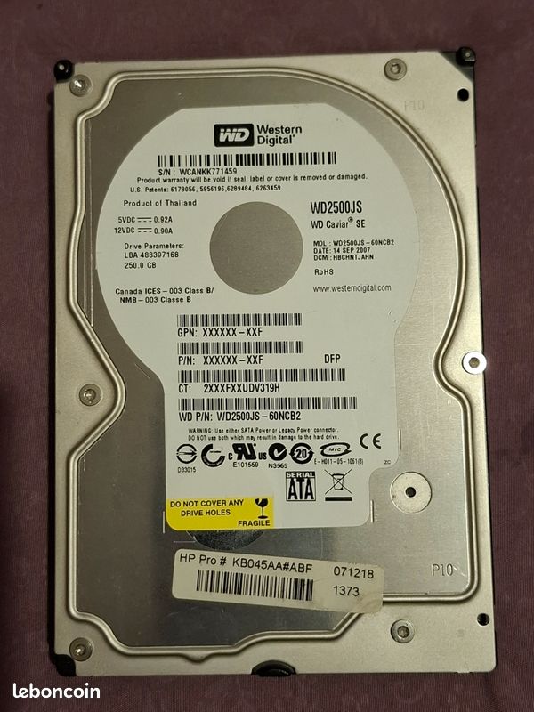 Disque Dur HDD Western Digital 250Go 3,5" (Sata) (image 3)