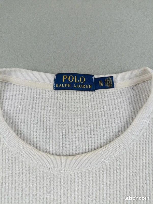 Pull / Sweat col rond Ralph Lauren blanc taille XL pour homme logo brodé, coupe unisexe (image 4)