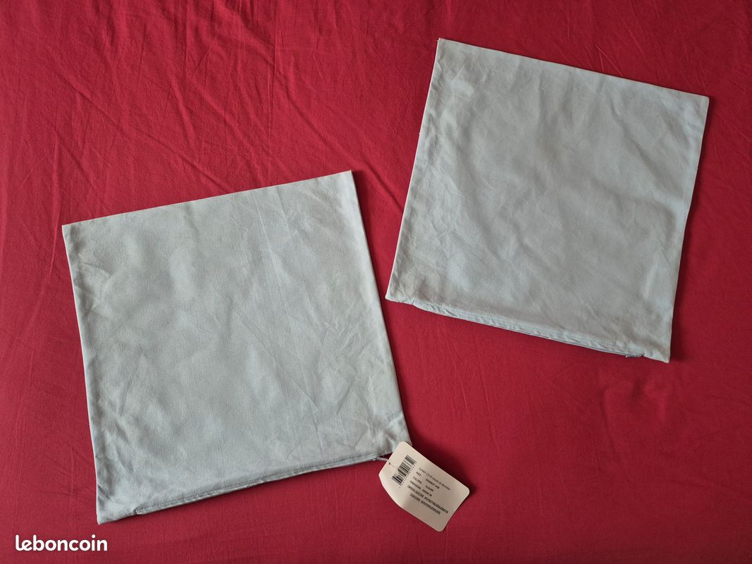 Lot de 2 housses de coussin bleu clair 40x40cm (image 3)