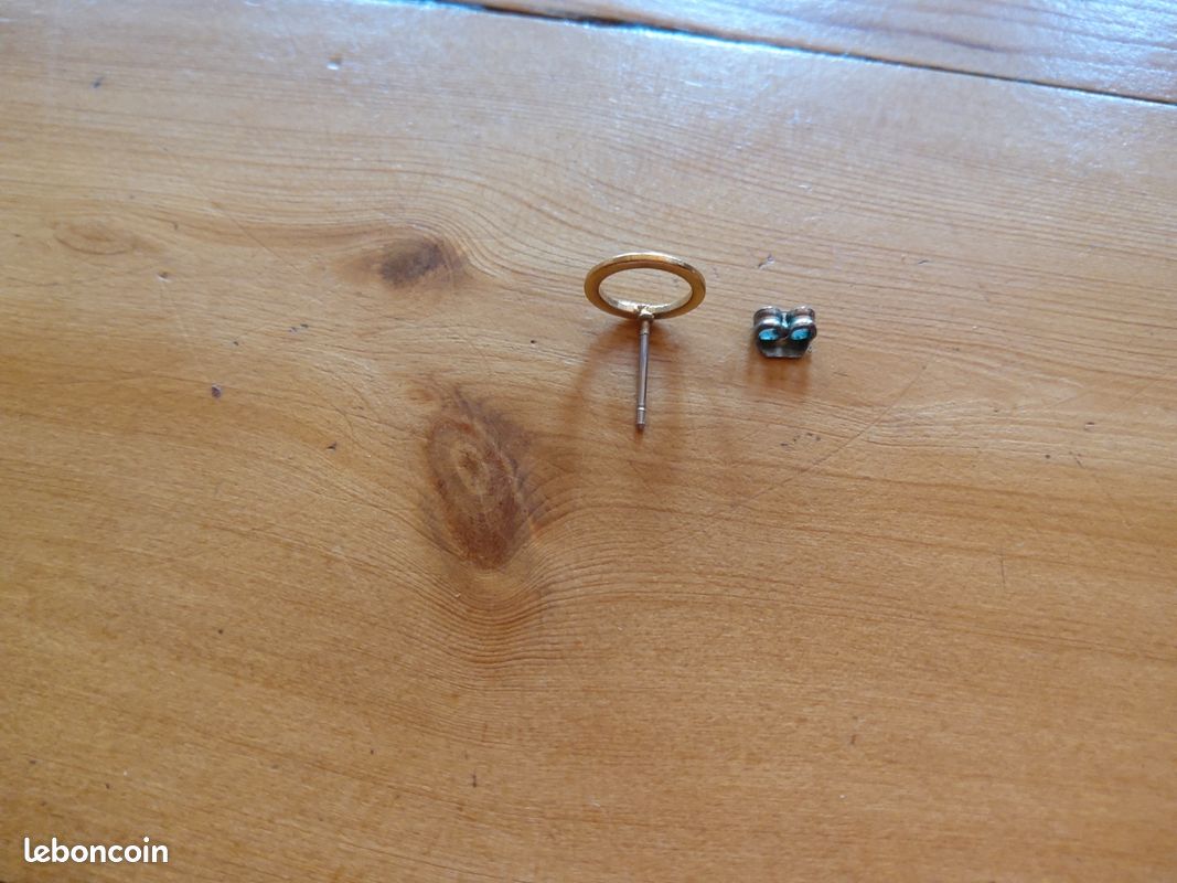 Paire de puces d'oreilles rondes dorées (image 5)