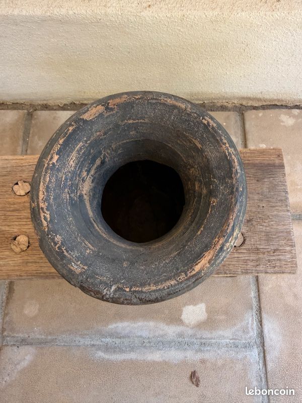 Lot 3 Pots Nepalais inde bois noir sculpté Esprit tribal & wabi-sabi (image 3)