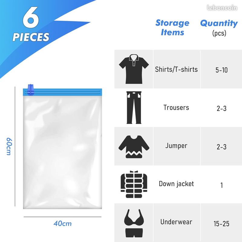 SilverRack Lot De 12 Sacs Sous Vide Voyage - 3 Tailles Pour Vêtements Et Affaires