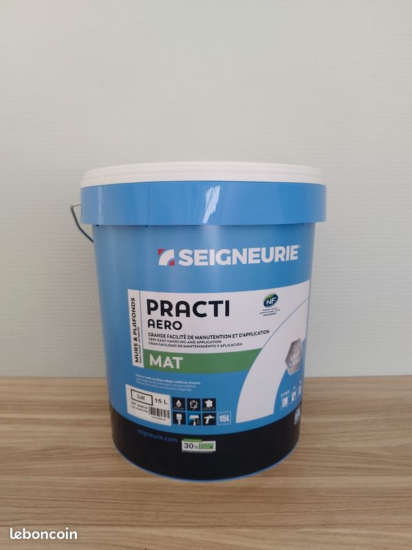 Peinture seigneurie practi 15 litres blanc pour finition intérieur mât satin velours sous couche (image 2)