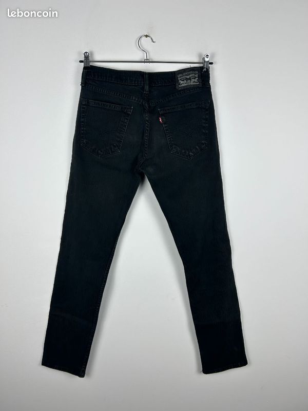 Jean Homme Jaylvis Bleu Noir - Taille W32 L31 - Coupe Droite - Occasion Très Bon état