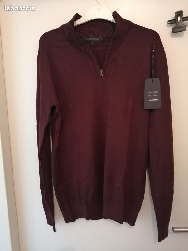 Pull zip bordeau taille XXL (image 1)