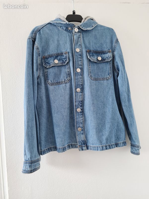 Veste En Jean Brandon Pour Ado Garçon - Taille 16 Ans, Couleur Denim, Occasion Avec Tache