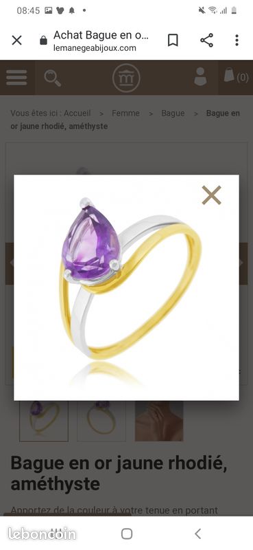 Bague femme améthyste taille 52 (image 2)