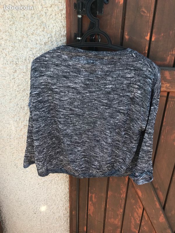 Tee shirt manches longues gris marque H&M Taille S (image 2)