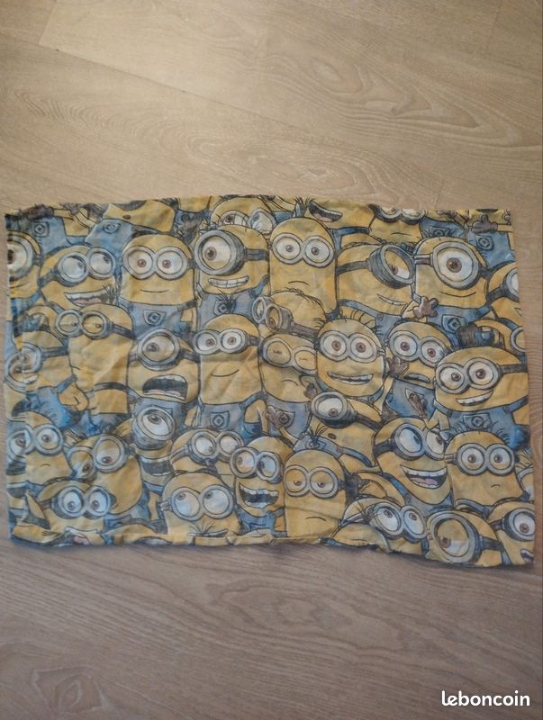 Parure housse de couette coton Minions 2 Bleue 140x200 cm et Taie d'oreiller