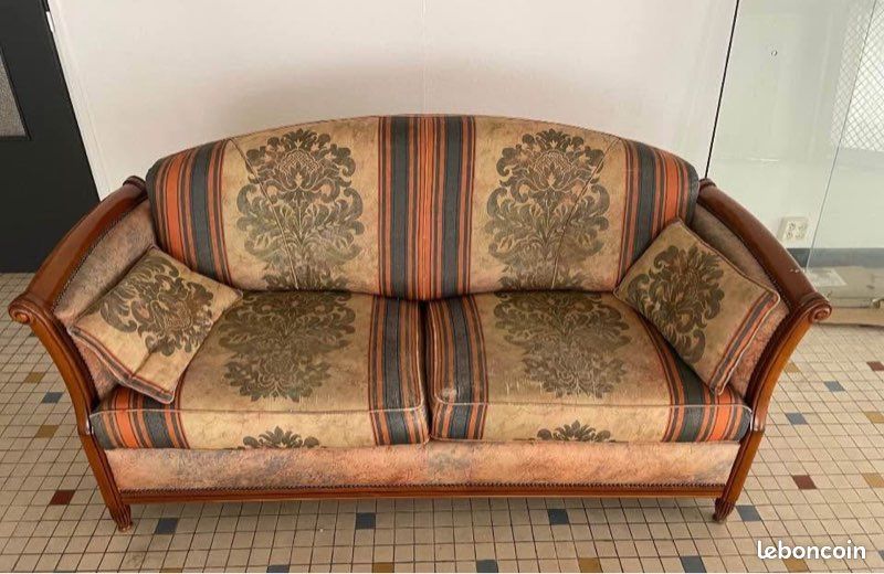 Banquette canapé bois et tissus (image 1)
