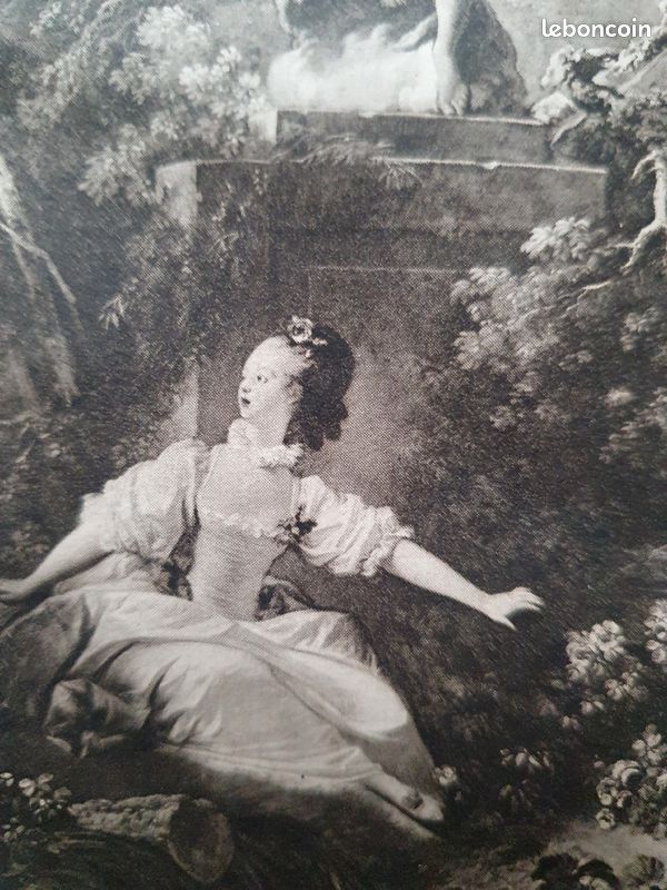 Deux élégants petits cadres avec des impressions anciennes reprenant deux célèbres tableaux de Frago (image 4)