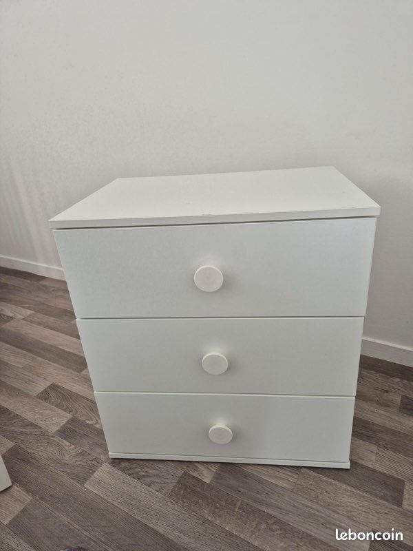 Commode bébé enfant 3 tiroirs IKEA Godishus, 60x64 cm, blanc (image 1)